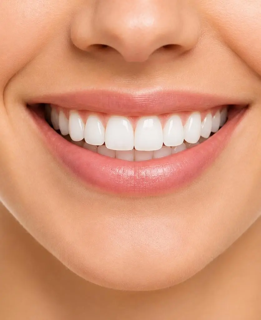 A patient's reference smile photo pinned to the design table